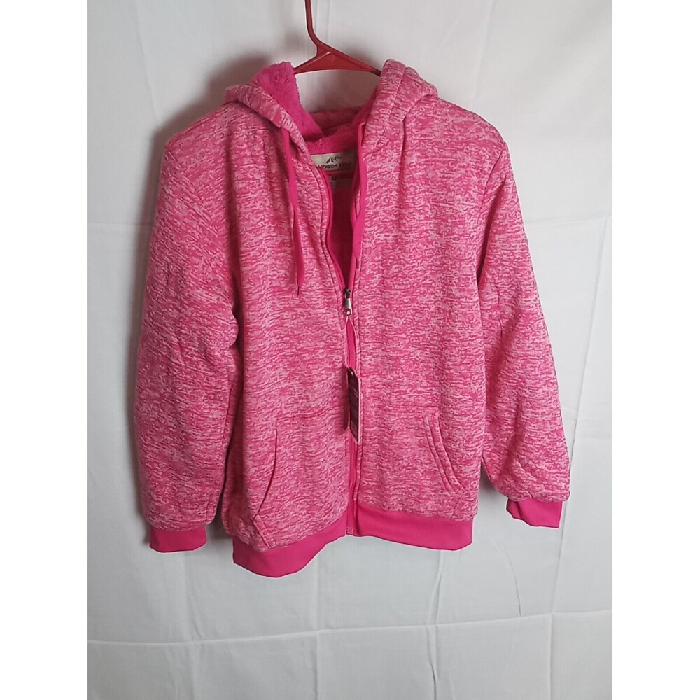 Jackson Hole Ladies Heather Sherpa Lined Pink Full  Zip Hooded Jacket..Size Med